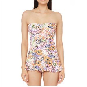 Ralph Lauren Majestic Paisley Strapless One Piece Skirted Swimsuit